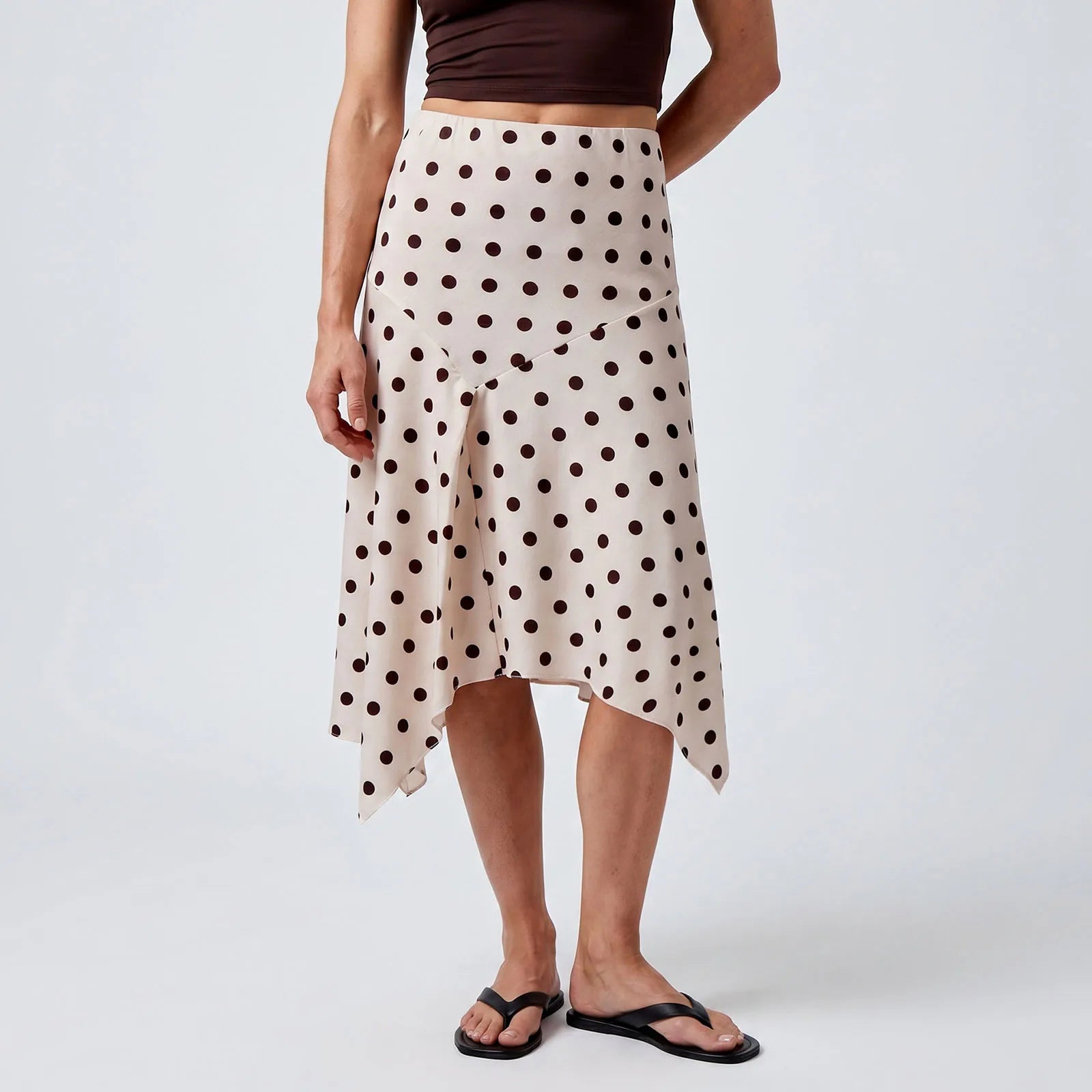 Women's Polka Dot Print Midi Skirt Low Waist Flowy Hem Slim Holiday Skirts Summer Trendy Y2k Half Dress Streetwear