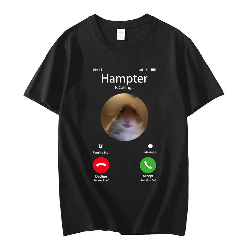 Dank Meme Hamster Staring Front Camera Hampter Calling T-shirt...